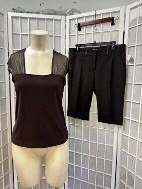 Suzie/Flavio Castellani,Woman,Zip Caprice+Short Sleeve Blouse Set,Size L,Brown.!